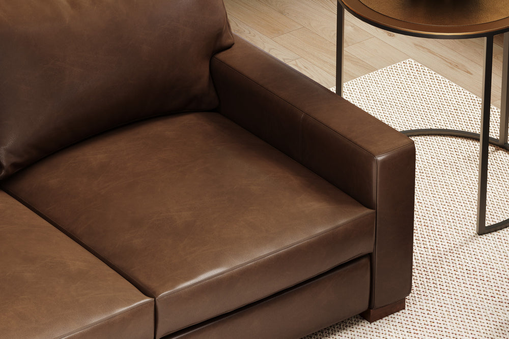 Valencia Luton Leather Sofa, Three Seats, Lipari Chocolate