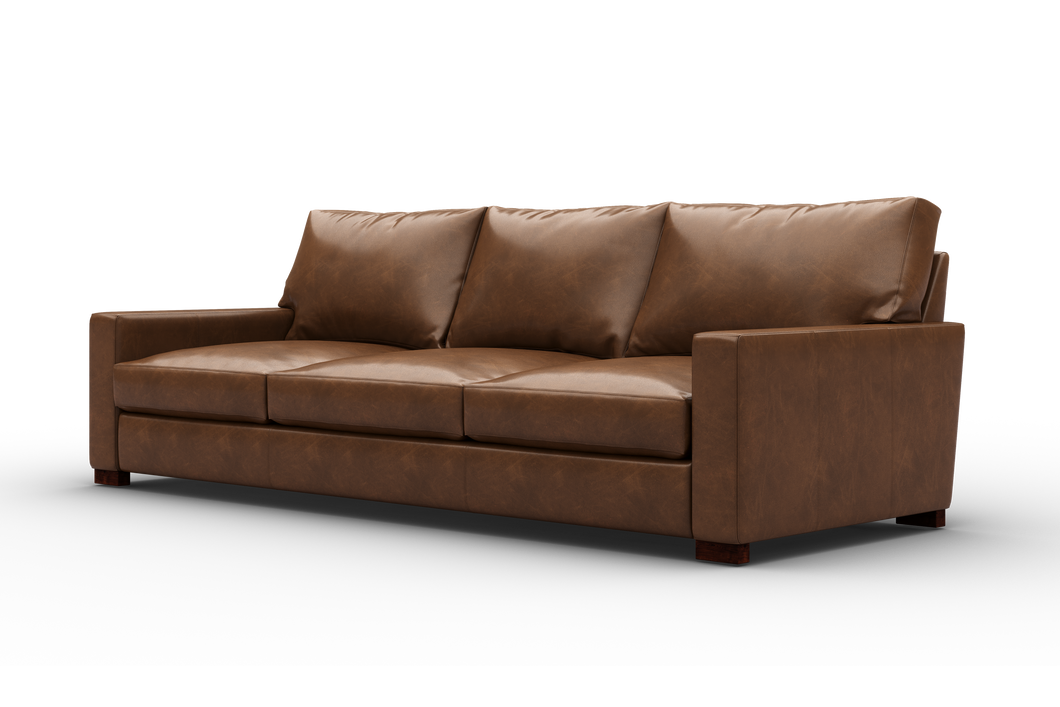 Valencia Luton Leather Sofa, Three Seats, Lipari Chocolate