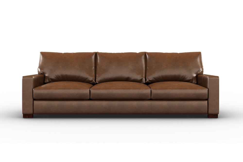 Valencia Luton Leather Sofa, Three Seats, Lipari Chocolate