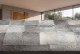 Close-up of the Luzzi 28-Inch Gray Hair-on-Hide Patchwork Iron Bench, Seats 1: hide