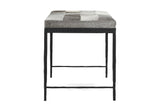 Luzzi 28-Inch Gray Hair-on-Hide Patchwork Iron Bench, Seats 1, side view