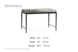 Luzzi 28-Inch Gray Hair-on-Hide Patchwork Iron Bench, Seats 1 dimensions