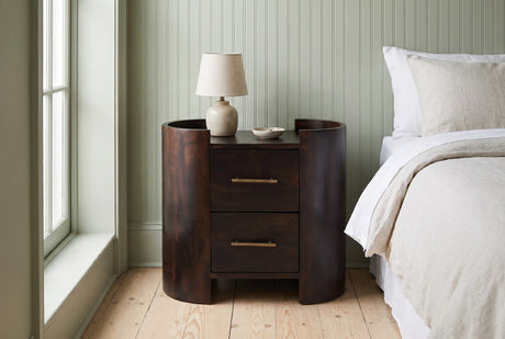Macomer Mocha Mango Oval 2-Drawer Nightstand