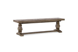 Maierato 66-Inch Reclaimed Pine Pedestal Dining Bench, Seats 3 on a white background