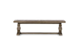 Maierato 66-Inch Reclaimed Pine Pedestal Dining Bench, Seats 3, front view
