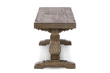Maierato 66-Inch Reclaimed Pine Pedestal Dining Bench, Seats 3, side view