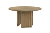 Malvito 53-Inch Round Ash Veneer Reeded Pedestal Dining Table on a white background