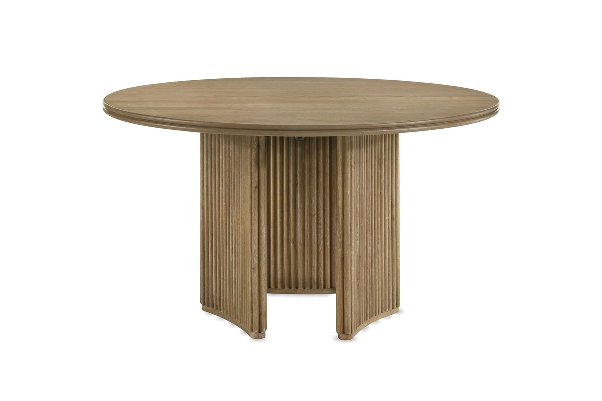 Malvito 53-Inch Round Ash Veneer Reeded Pedestal Dining Table, side view