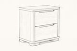 Pencil sketch of the Mandas nightstand, drawn from the same three-quarter view