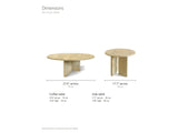 Mantova Gold Beige Marble Nesting Coffee Tables, Set of 2 dimensions: coffee table 27.6 in across and 12.6 in high, side table 17.7 in across and 15.8 in high