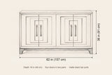 Maratea sideboard dimensions: 62 in wide, 36 in high, 18 in deep