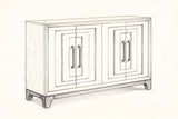 Pencil sketch of the Maratea sideboard, drawn from the same three-quarter view