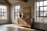 Marcellinara 59-Inch 4-Door Woven-Front Brown Sideboard in a city loft