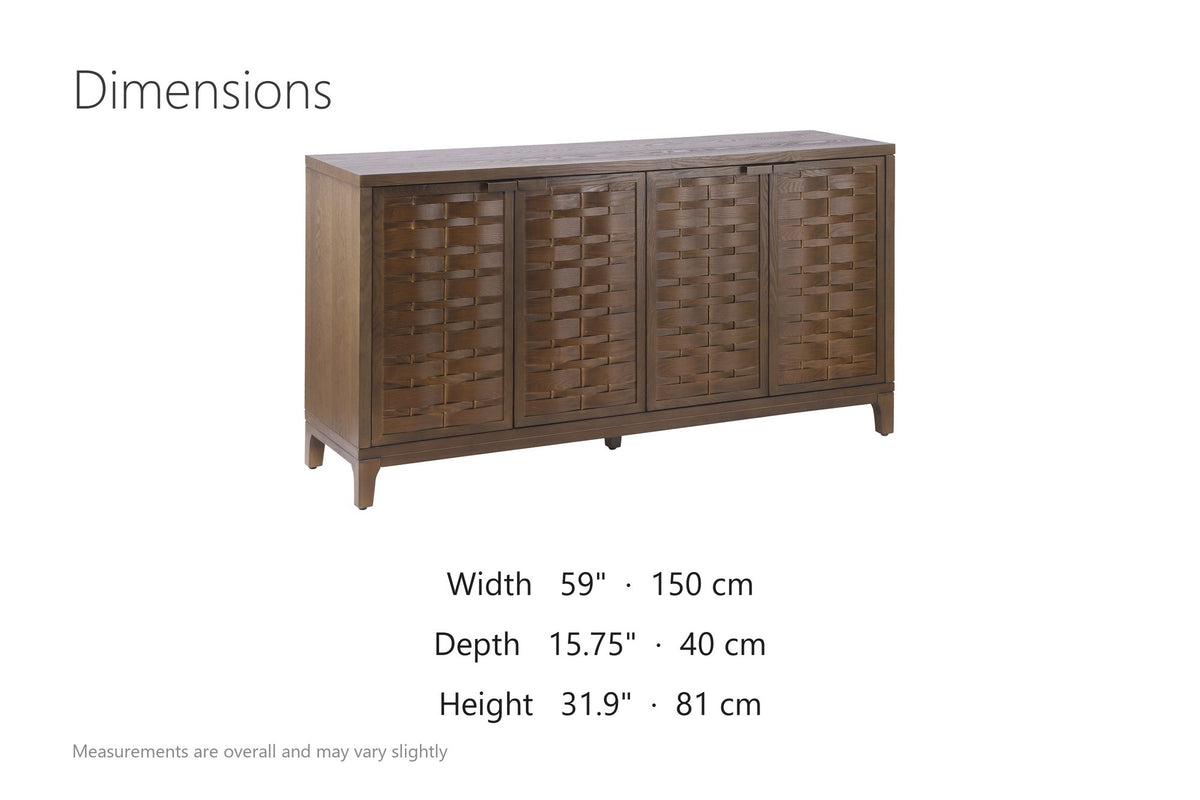 Marcellinara 59-Inch 4-Door Woven-Front Brown Sideboard dimensions