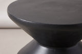 Close-up of the matte black MGO concrete at the edge of the Marineo round top, with fine pinholes