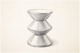 Pencil sketch of the Marineo zigzag side table, three-quarter view