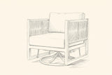 Pencil sketch of the Marsala swivel glider lounge chair, three-quarter view
