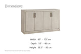 Martirano 60-Inch 4-Door Antique White Oak Veneer Sideboard dimensions