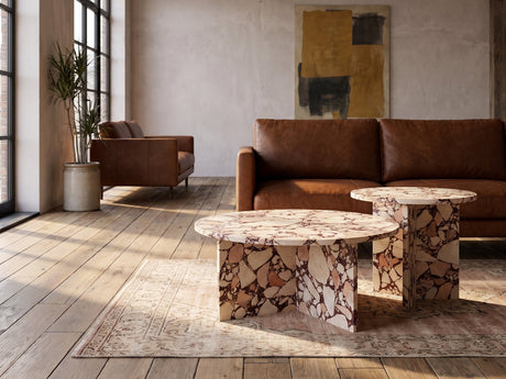 Marzamemi Rosa Marble Nesting Coffee Tables, Set of 2