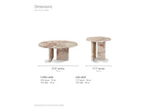 Marzamemi Rosa Marble Nesting Coffee Tables, Set of 2 dimensions: coffee table 27.6 in across and 12.6 in high, side table 17.7 in across and 15.8 in high