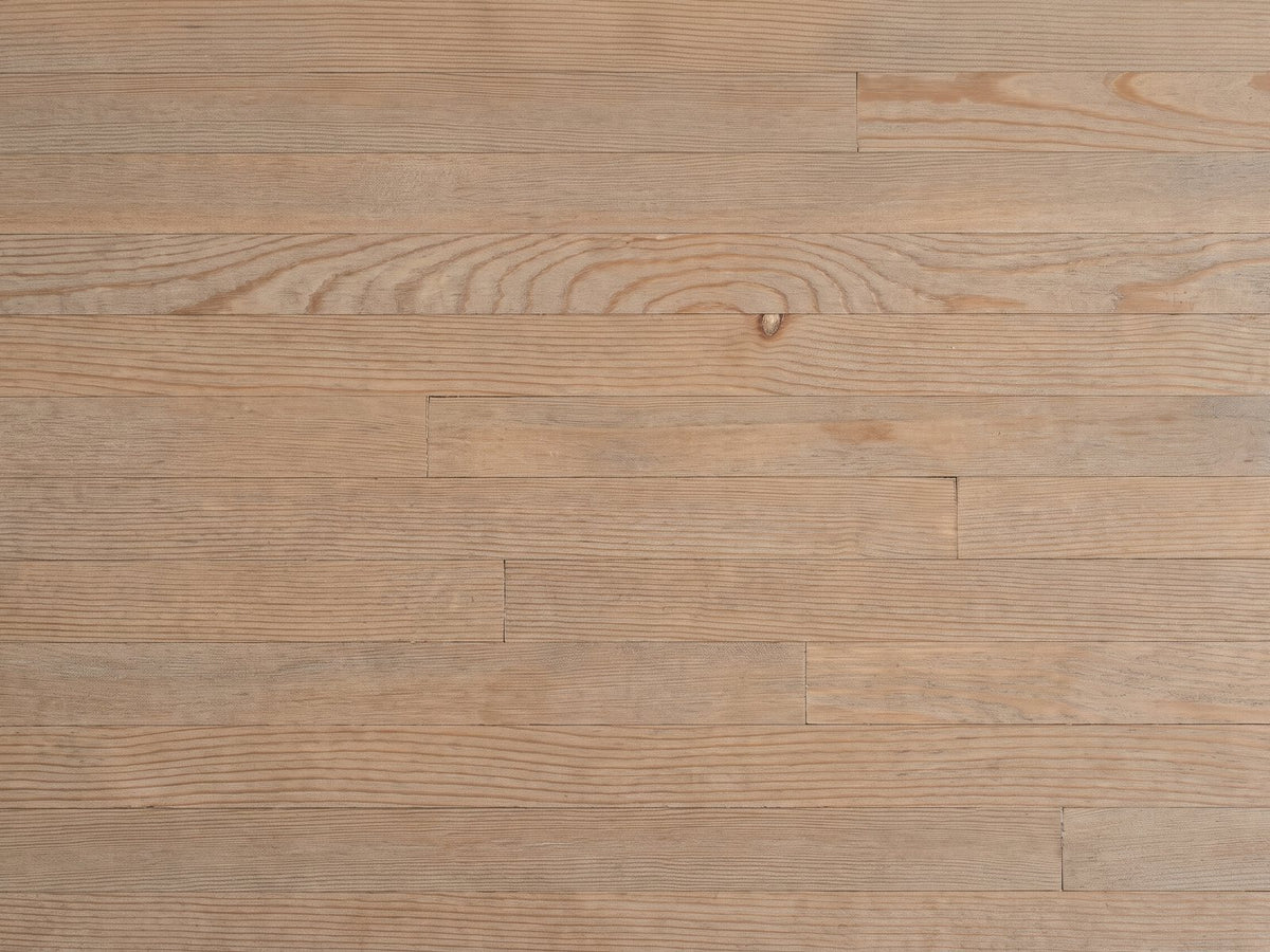 Close-up of the Matelica Reclaimed Pine Trestle Console Table: the antique brown grain of the reclaimed pine top