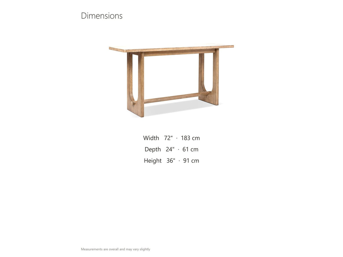 Matelica Reclaimed Pine Trestle Console Table dimensions: 72.0 in wide, 24.0 in deep, 36.0 in high