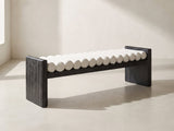 Matera Channel-Roll Bench in ivory against a plaster wall in morning light