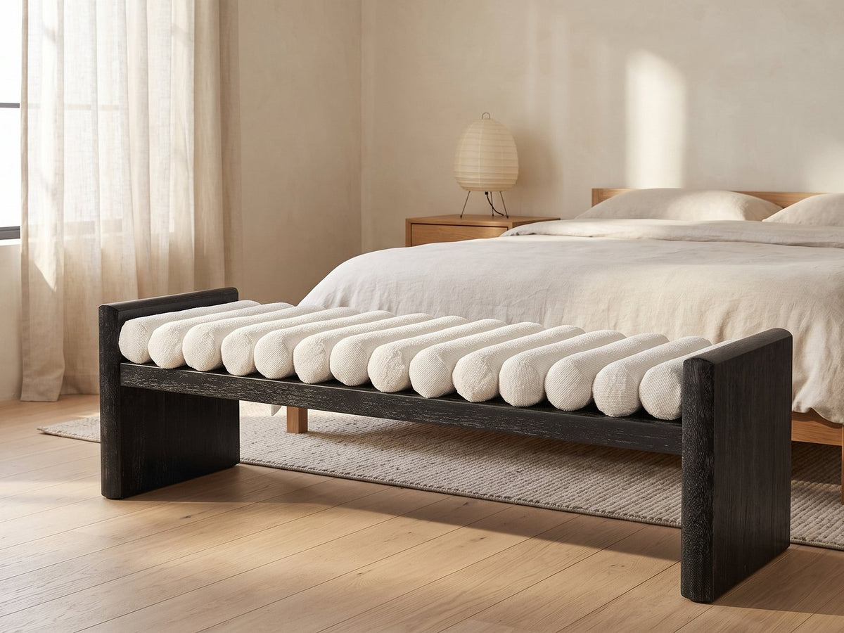 Matera Channel-Roll Bench in a furnished room