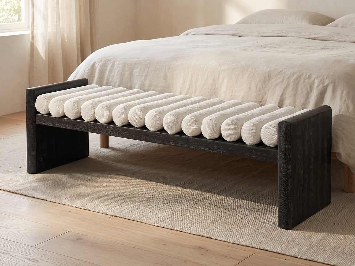 Matera Channel-Roll Bench in a sunlit room