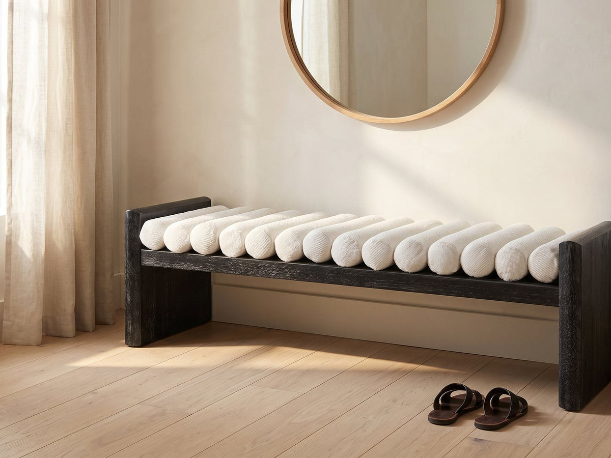 The Matera bench styled in a room setting