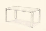 Pencil sketch of the Mazara dining table, three-quarter view