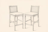 Pencil sketch of the two Mazzarino bar stools, three-quarter view