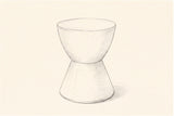 Pencil sketch of the Mazzaro side table, drawn from the same three-quarter view