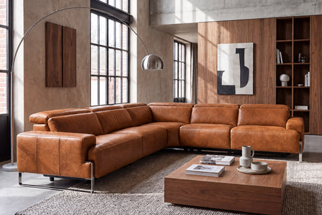 Valencia Melania Distressed Leather Reclining Corner Sectional Sofa