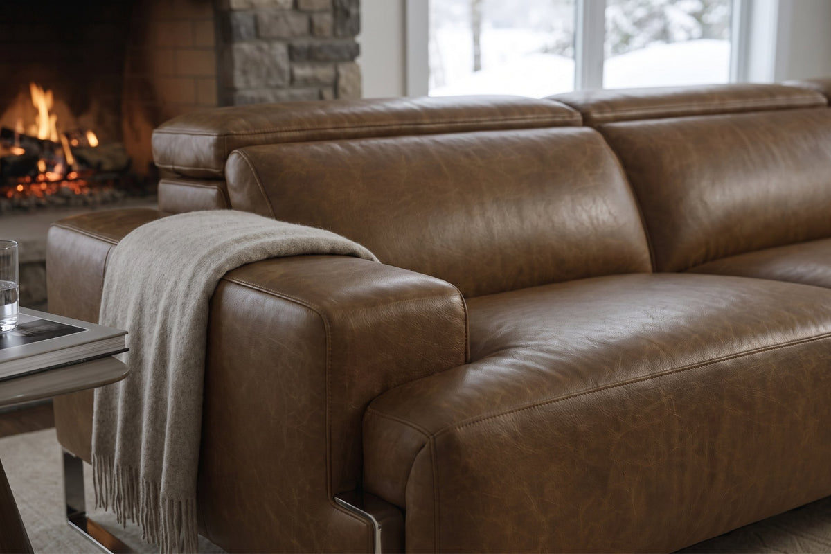 Valencia Melania Distressed Leather Recliner Sofa