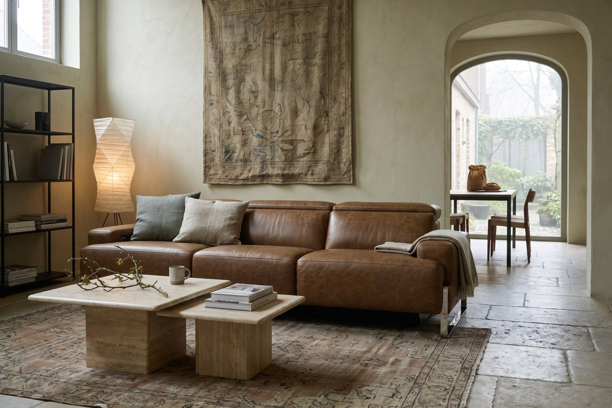 Valencia Melania Distressed Leather Recliner Sofa