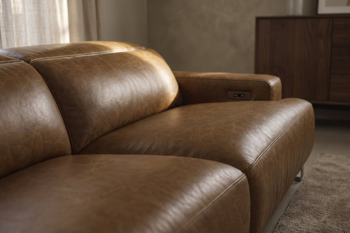 Valencia Melania Distressed Leather Recliner Sofa