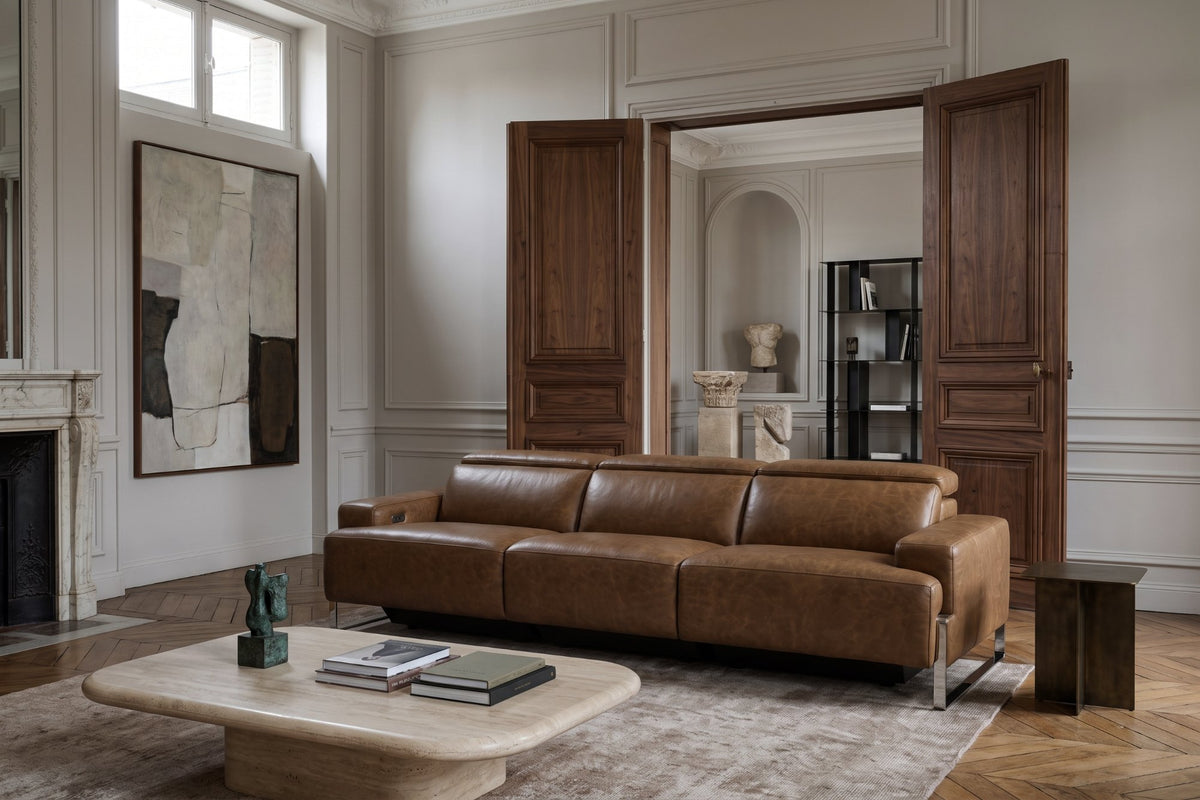 Valencia Melania Distressed Leather Recliner Sofa