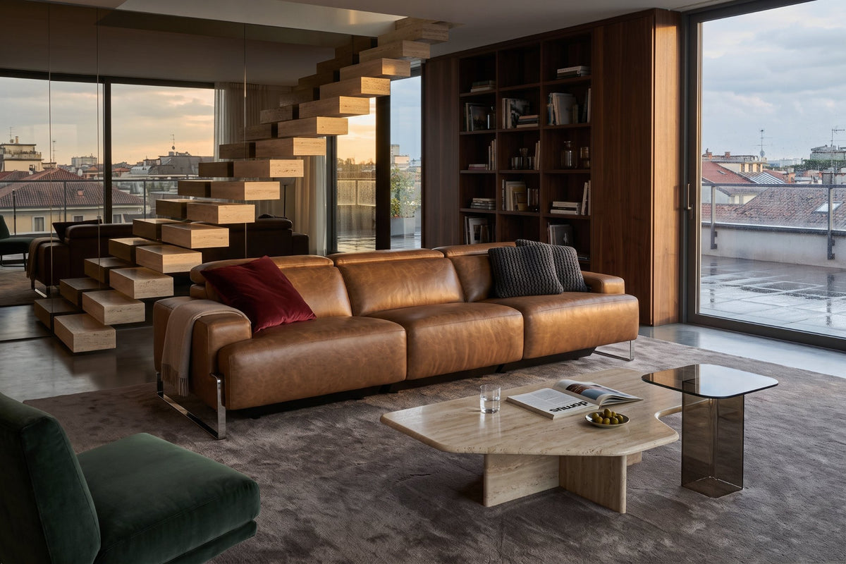 Valencia Melania Distressed Leather Recliner Sofa