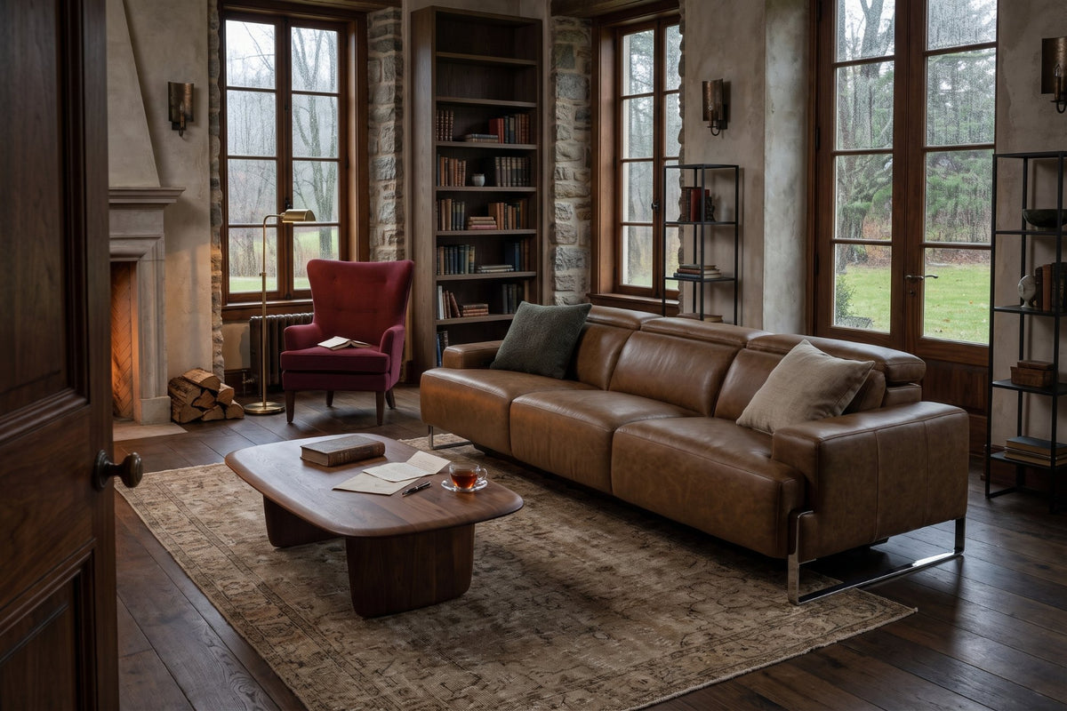 Valencia Melania Distressed Leather Recliner Sofa