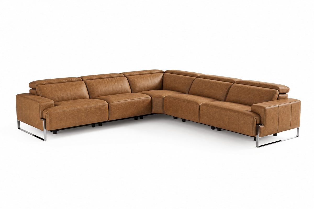 Valencia Melania Distressed Leather Reclining Corner Sectional Sofa