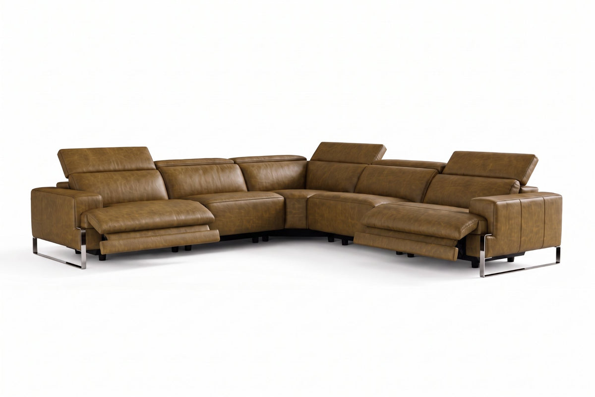 Valencia Melania Distressed Leather Reclining Corner Sectional Sofa