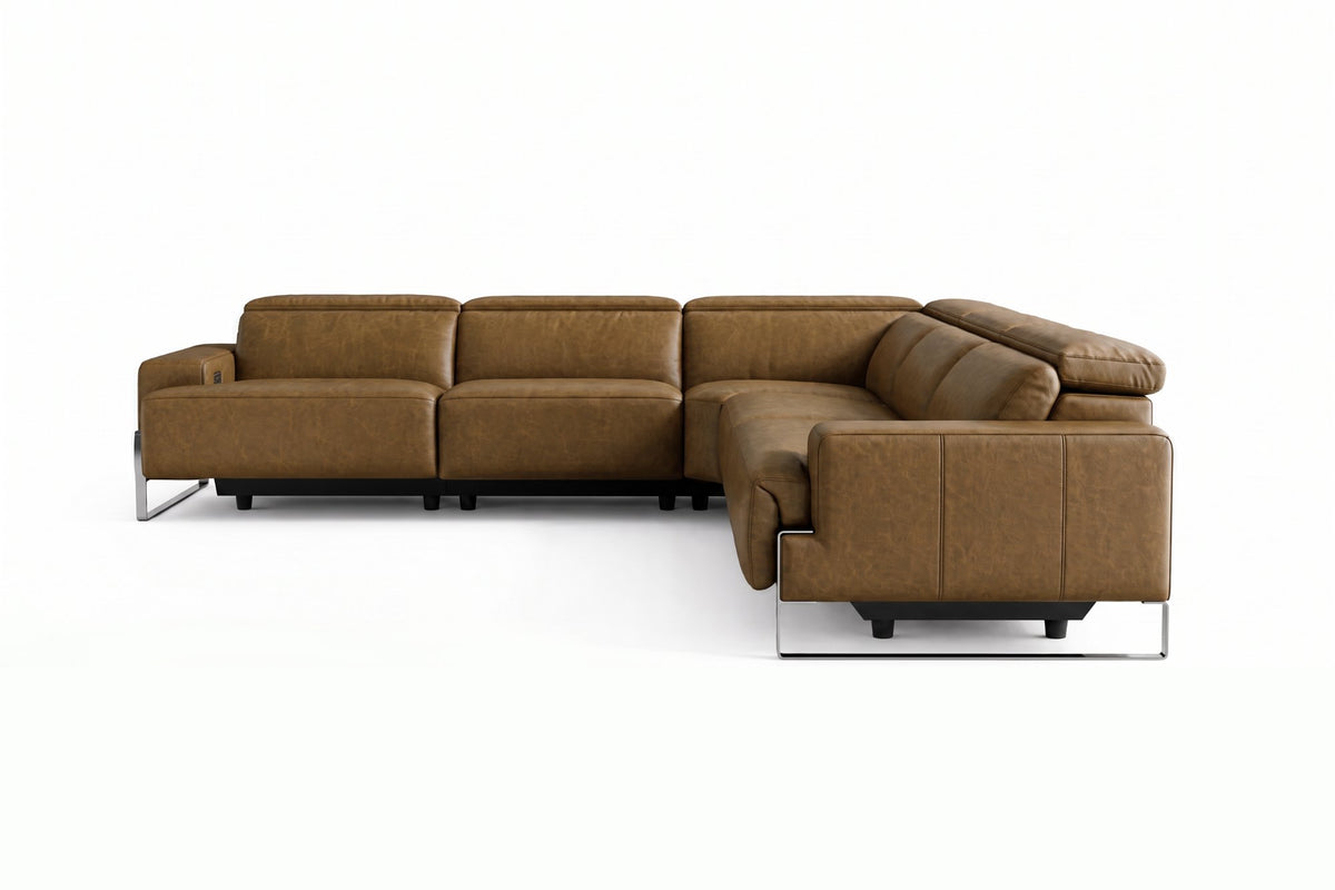 Valencia Melania Distressed Leather Reclining Corner Sectional Sofa