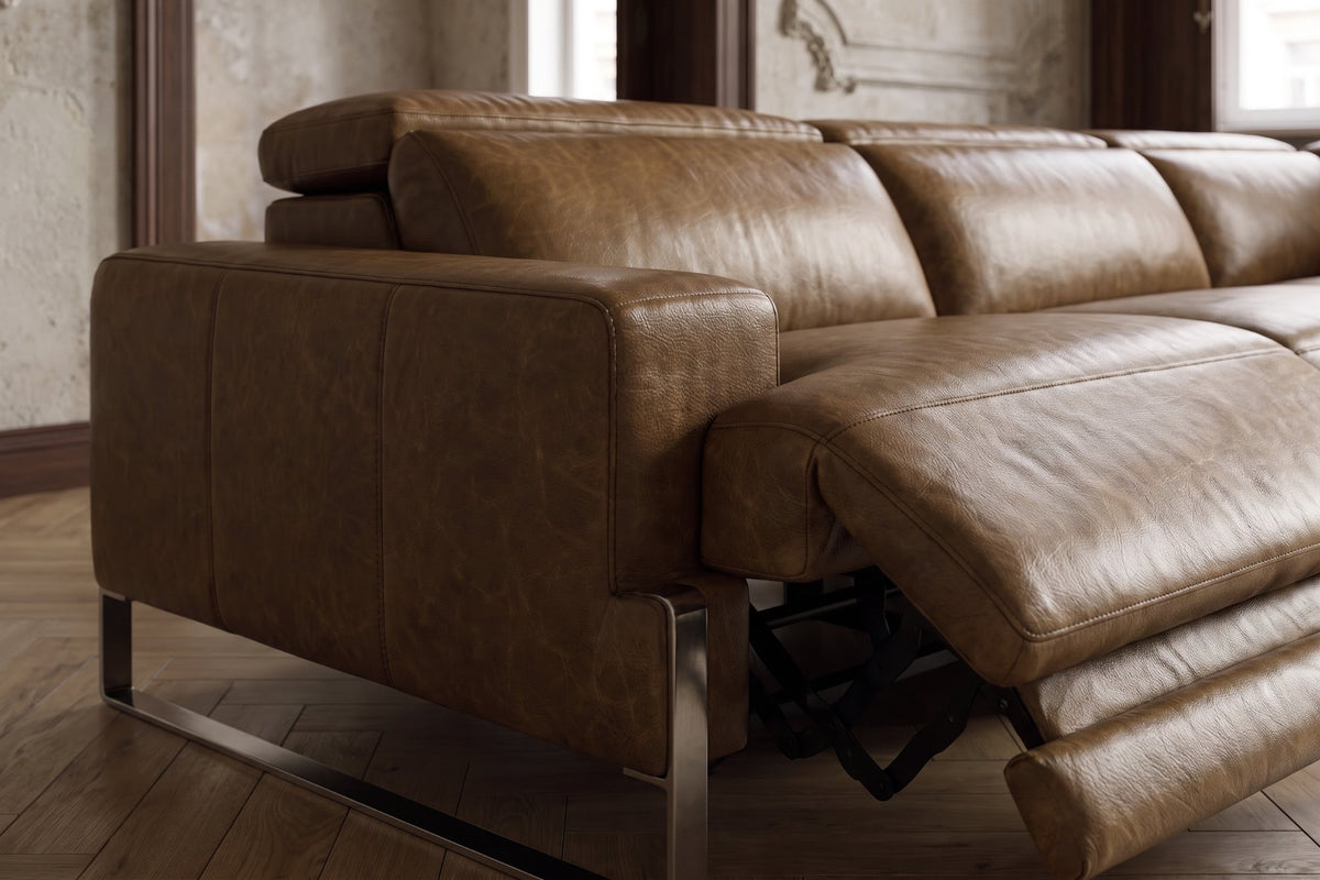 Valencia Melania Distressed Leather Reclining Corner Sectional Sofa