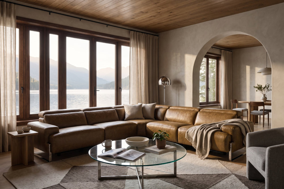 Valencia Melania Distressed Leather Reclining Corner Sectional Sofa