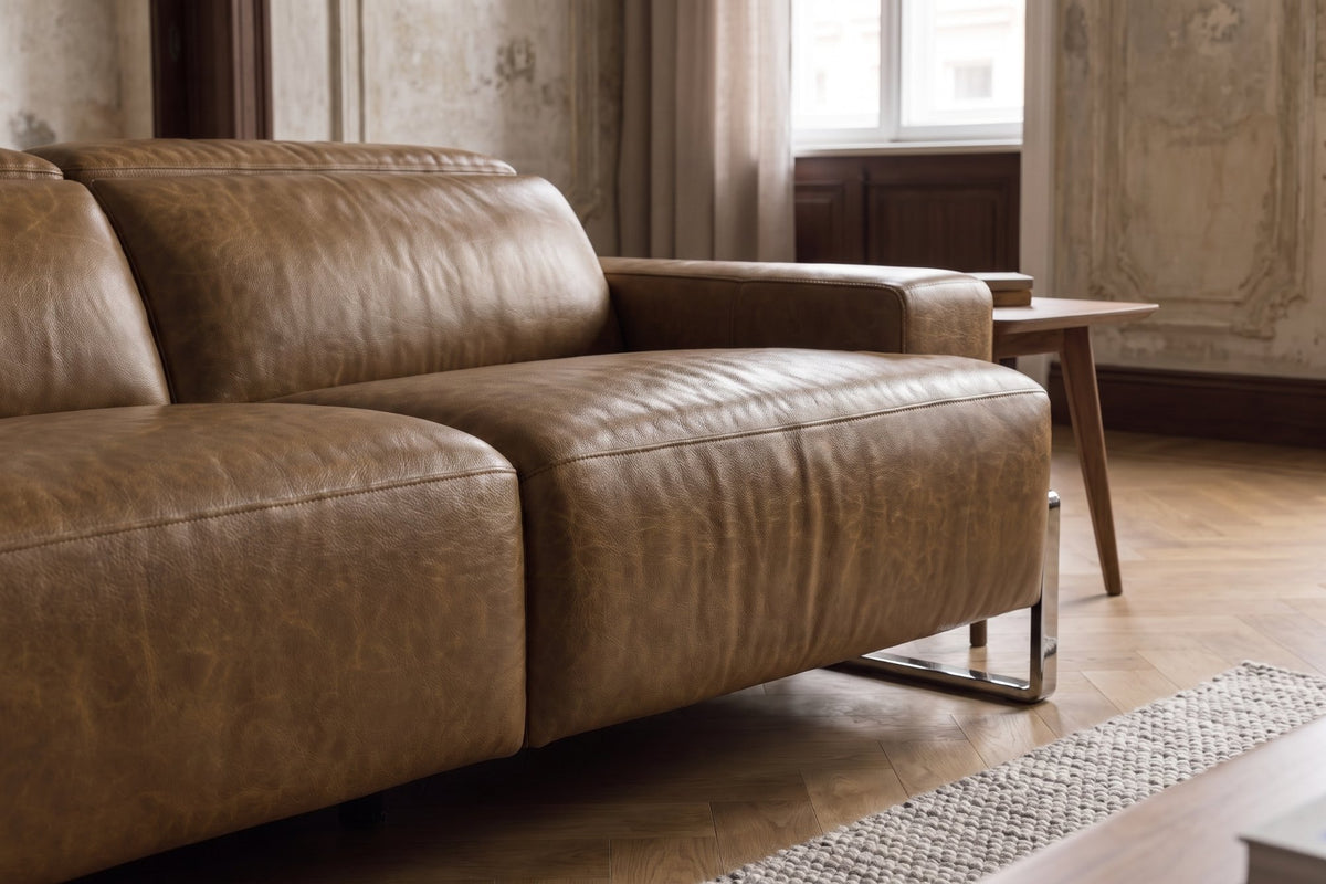 Valencia Melania Distressed Leather Reclining Corner Sectional Sofa