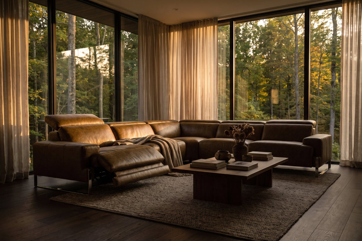 Valencia Melania Distressed Leather Reclining Corner Sectional Sofa