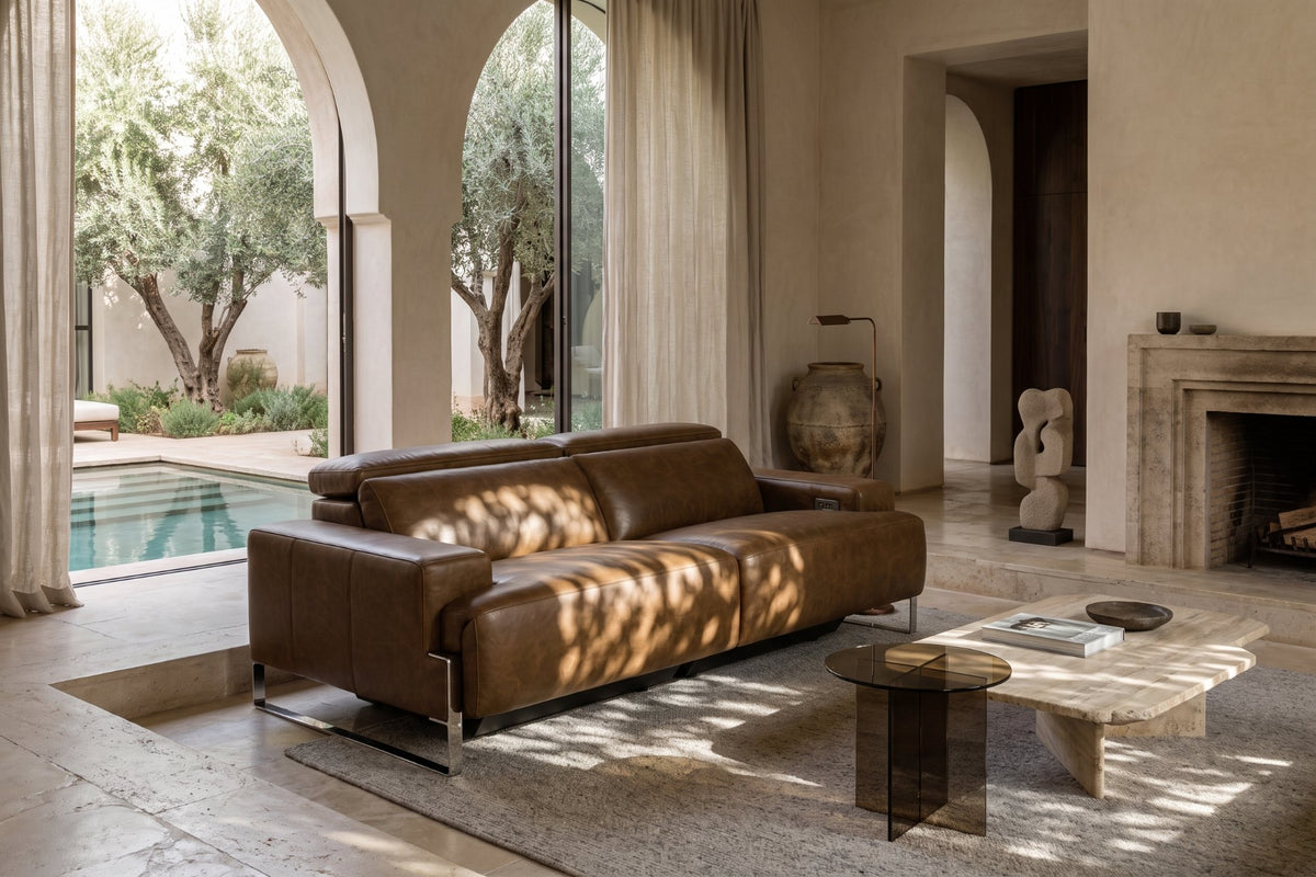Valencia Melania Distressed Leather Recliner Sofa