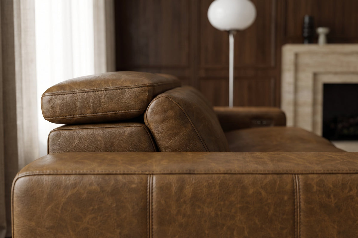 Valencia Melania Distressed Leather Recliner Sofa