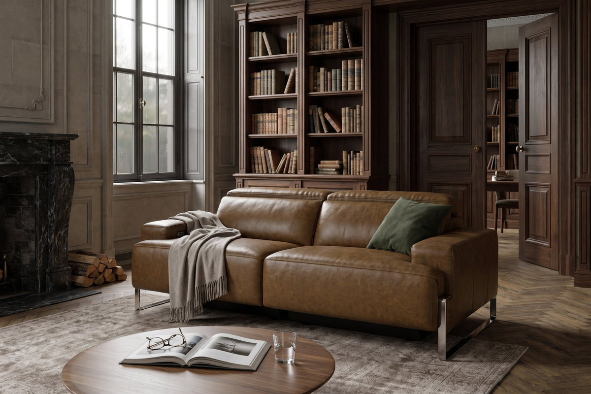 Valencia Melania Distressed Leather Recliner Sofa